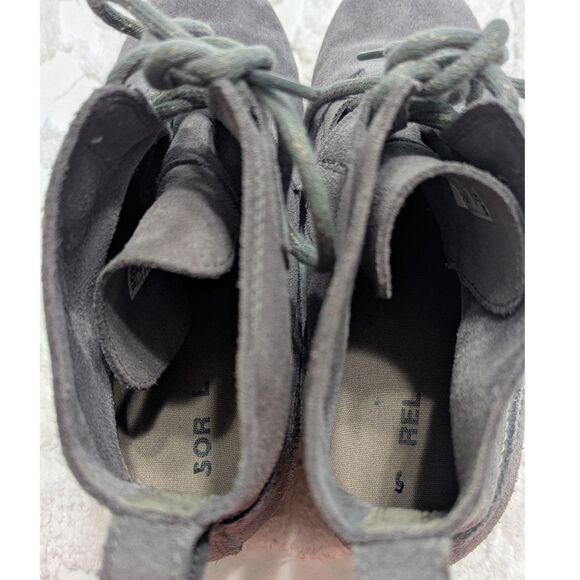 🥾 Sorel Evie Lace Waterproof Gray Suede Wedge Boots Women’s 8.5 - Picture 6 of 9